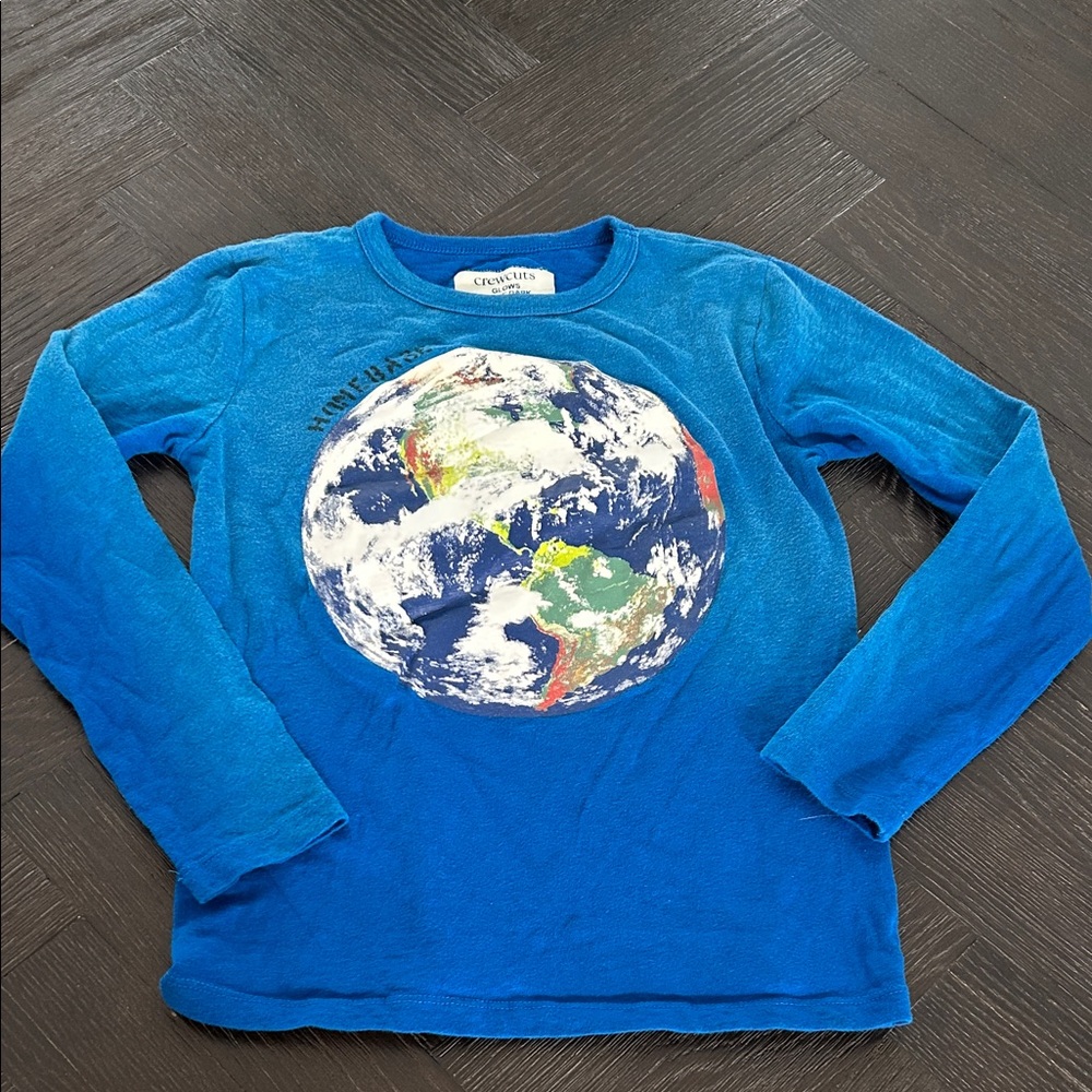Crewcuts Glow in the Dark Vibrant Blue Earth Long Sleeve Tee